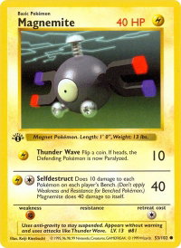 Magnemite - Base Set (Shadowless) (BSS) #053/102 - Common Pokémon Trading Card