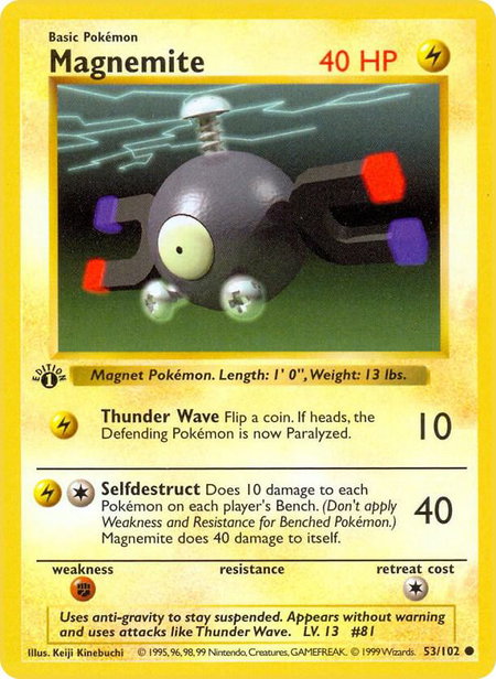 Magnemite - Base Set (Shadowless) Pokémon trading card