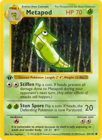 Metapod - Base Set (Shadowless) (BSS) #054/102 - Common Pokémon Trading Card