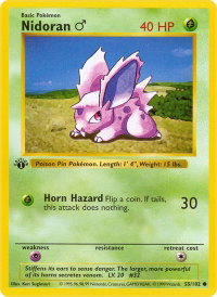 Nidoran M - Base Set (Shadowless) (BSS) #055/102 - Common Pokémon Trading Card