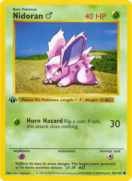 Nidoran M - Base Set (Shadowless) Pokémon trading card