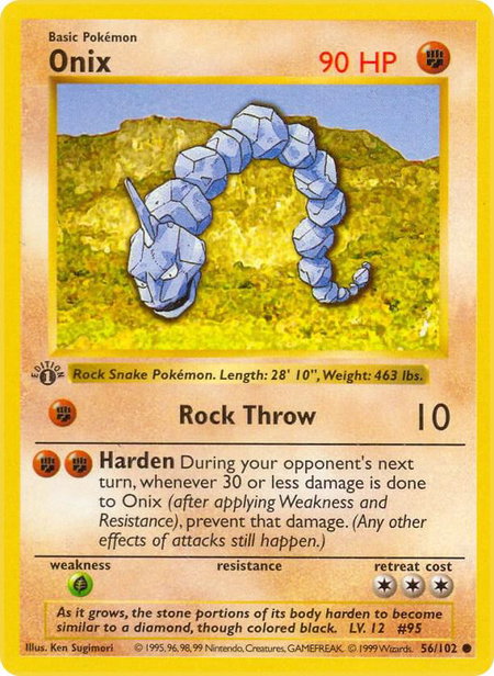 Onix - Base Set (Shadowless) Pokémon trading card