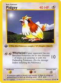 Pidgey - Base Set (Shadowless) (BSS) #057/102 - Common Pokémon Trading Card