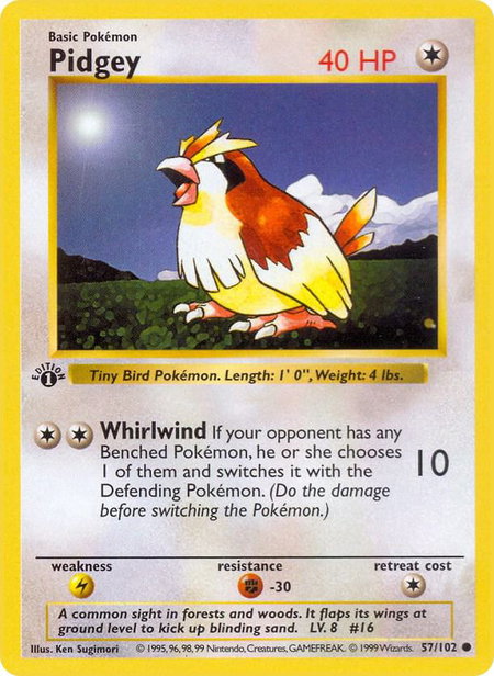 Pidgey - Base Set (Shadowless) Pokémon trading card