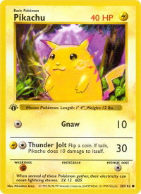Pikachu - Base Set (Shadowless) (BSS) #058/102 - Common Pokémon Trading Card