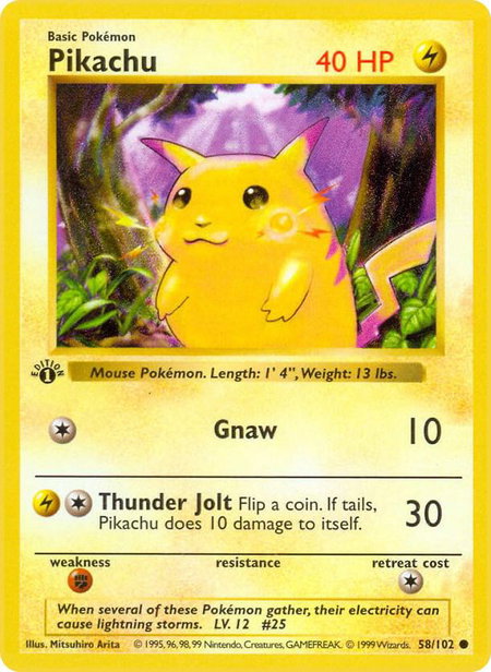 Pikachu - Base Set (Shadowless) Pokémon trading card