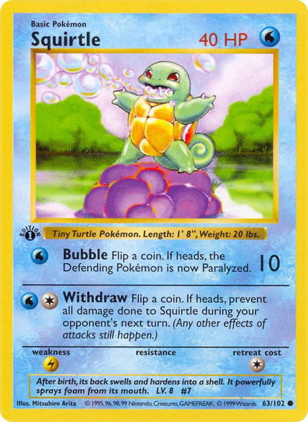 Squirtle - Base Set (Shadowless) Pokémon trading card