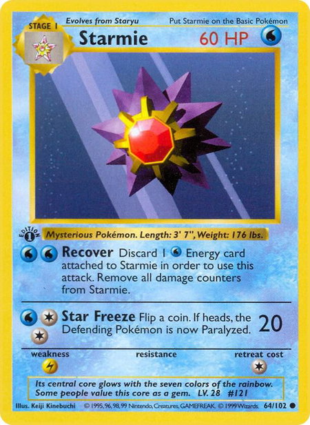 Starmie - Base Set (Shadowless) Pokémon trading card