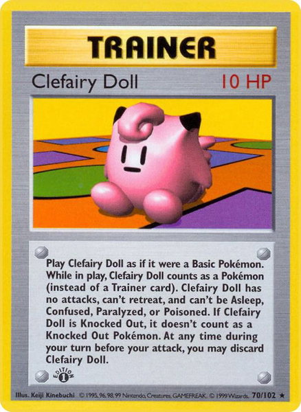Clefairy Doll trading card from Base Set (Shadowless) Clefairy Doll - Base Set (Shadowless) Pokémon trading card