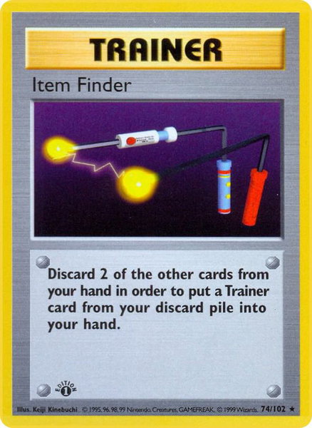 Item Finder trading card from Base Set (Shadowless) Item Finder - Base Set (Shadowless) Pokémon trading card