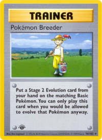 Pokemon Breeder - Base Set (Shadowless) (BSS) #076/102 - Rare Pokémon Trading Card