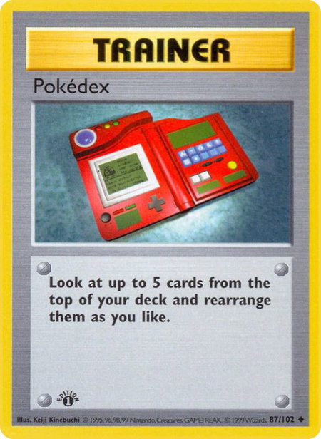 Pokedex trading card from Base Set (Shadowless) Pokedex - Base Set (Shadowless) Pokémon trading card