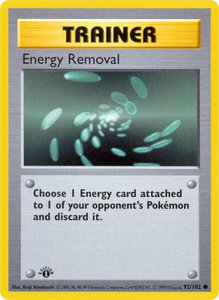 Energy Removal - Base Set (Shadowless) (BSS) #092/102 - Common Pokémon Trading Card