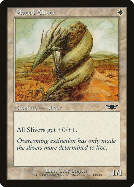 Plated Sliver trading card from Legions Plated Sliver - Legions Magic: The Gathering trading card