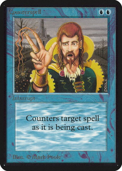 Counterspell trading card from Alpha Edition Counterspell - Alpha Edition Magic: The Gathering trading card