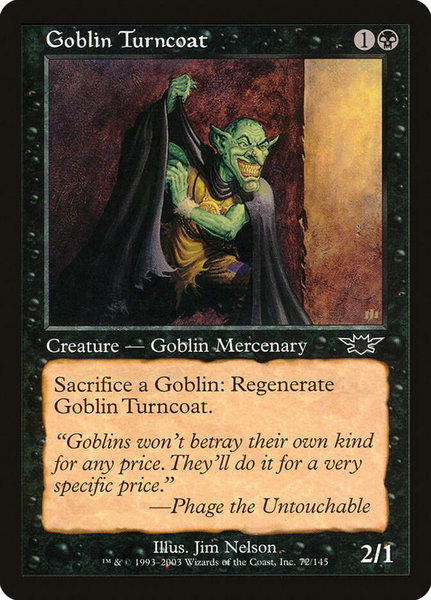 Goblin Turncoat - Legions Magic: The Gathering trading card
