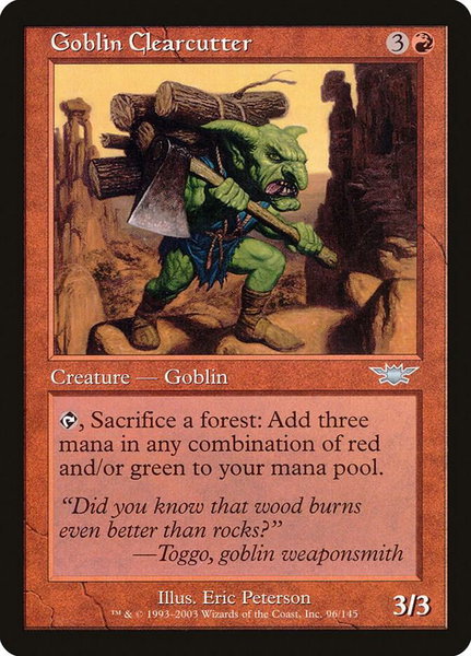Goblin Clearcutter trading card from Legions Goblin Clearcutter - Legions Magic: The Gathering trading card