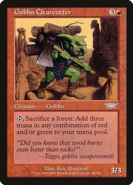 Goblin Clearcutter - Legions Magic: The Gathering trading card