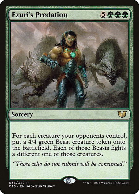 Ezuri's Predation trading card from Commander 2015 Ezuri's Predation - Commander 2015 Magic: The Gathering trading card