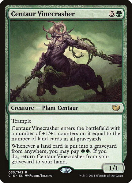 Centaur Vinecrasher trading card from Commander 2015 Centaur Vinecrasher - Commander 2015 Magic: The Gathering trading card