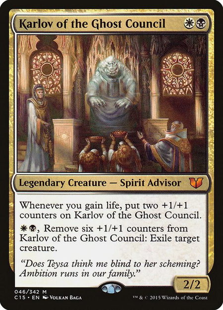 Karlov of the Ghost Council trading card from Commander 2015 Karlov of the Ghost Council - Commander 2015 Magic: The Gathering trading card