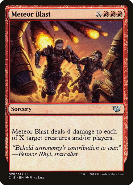 Meteor Blast trading card from Commander 2015 Meteor Blast - Commander 2015 Magic: The Gathering trading card