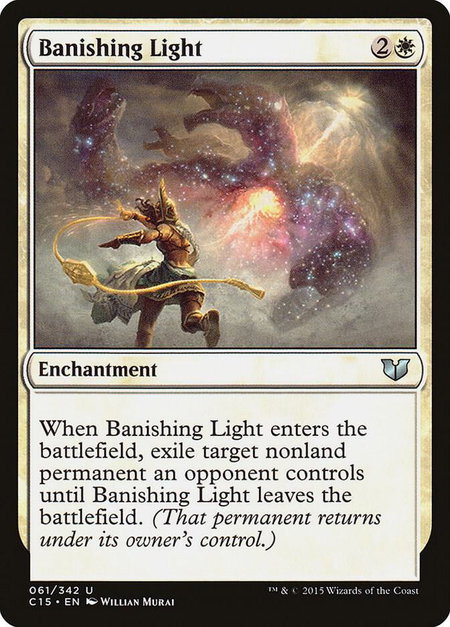 Banishing Light trading card from Commander 2015 Banishing Light - Commander 2015 Magic: The Gathering trading card