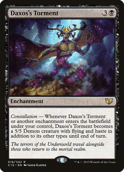 Daxos's Torment trading card from Commander 2015 Daxos's Torment - Commander 2015 Magic: The Gathering trading card