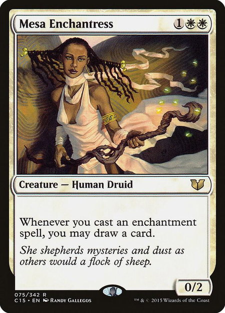 Mesa Enchantress trading card from Commander 2015 Mesa Enchantress - Commander 2015 Magic: The Gathering trading card