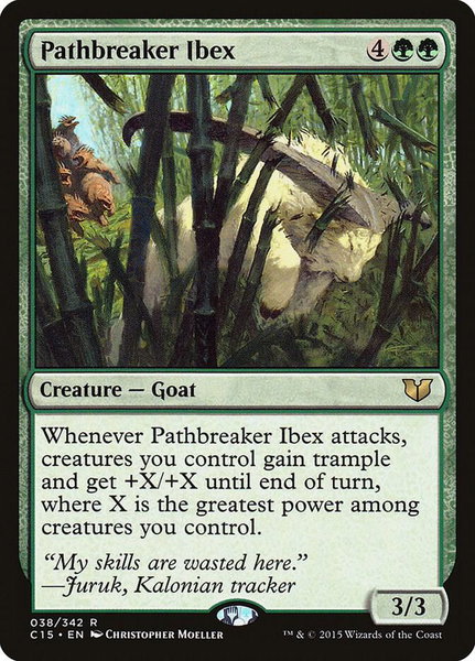 Pathbreaker Ibex trading card from Commander 2015 Pathbreaker Ibex - Commander 2015 Magic: The Gathering trading card