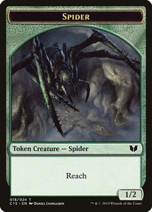 Spider // Dragon Double-Sided Token - Commander 2015 (C15) #18 // 9 - Token Magic: The Gathering Trading Card