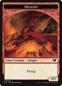 Dragon // Dragon Double-Sided Token - Commander 2015 (C15) #9 - Token Magic: The Gathering Trading Card