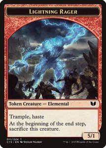 Lightning Rager // Lightning Rager Double-Sided Token - Commander 2015 (C15) #11 - Token Magic: The Gathering Trading Card