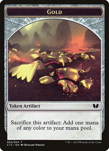 Gold // Knight (Vigilance) Double-Sided Token - Commander 2015 (C15) #24 - Token Magic: The Gathering Trading Card