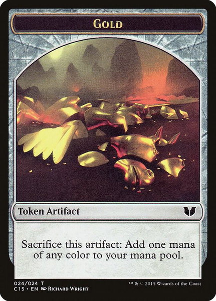 Gold // Knight (Vigilance) Double-Sided Token trading card from Commander 2015 Gold // Knight (Vigilance) Double-Sided Token - Commander 2015 Magic: The Gathering trading card