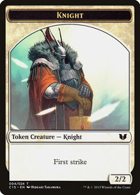 Knight (First Strike) // Elemental Shaman Double-Sided Token - Commander 2015 (C15) #4 - Token Magic: The Gathering Trading Card