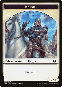 Knight (005) // Spirit (023) Double-Sided Token - Commander 2015 (C15) #5 - Token Magic: The Gathering Trading Card