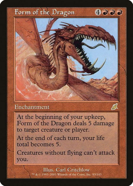 Form of the Dragon trading card from Scourge Form of the Dragon - Scourge Magic: The Gathering trading card