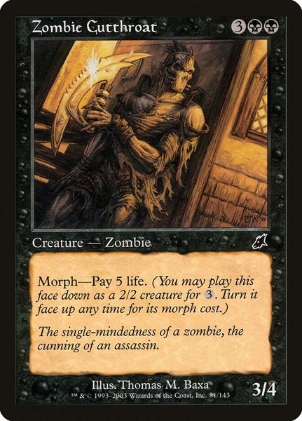Zombie Cutthroat trading card from Scourge Zombie Cutthroat - Scourge Magic: The Gathering trading card