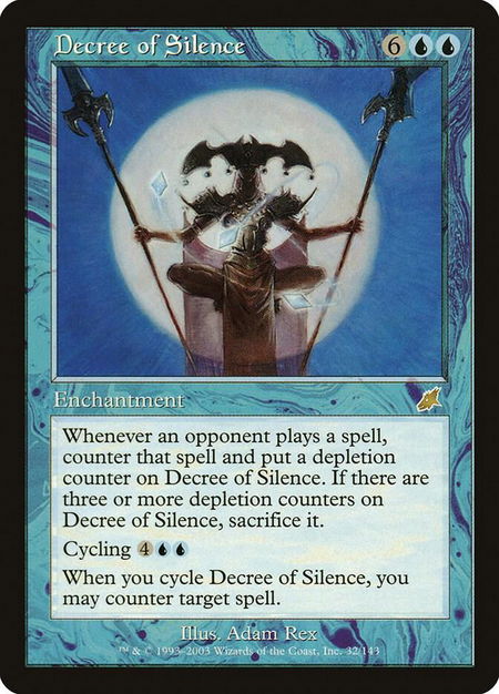 Decree of Silence trading card from Scourge Decree of Silence - Scourge Magic: The Gathering trading card