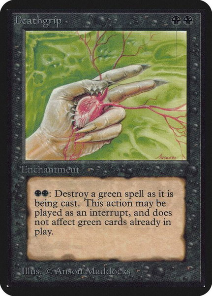 Deathgrip trading card from Alpha Edition Deathgrip - Alpha Edition Magic: The Gathering trading card