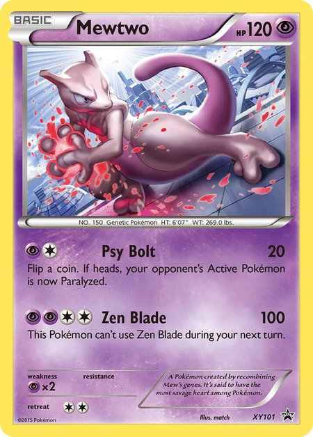 Mewtwo - XY101 trading card from XY Promos Mewtwo - XY101 - XY Promos Pokémon trading card