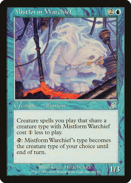 Mistform Warchief trading card from Scourge Mistform Warchief - Scourge Magic: The Gathering trading card