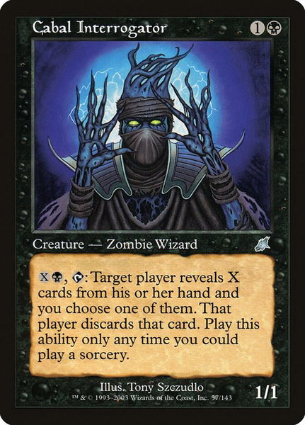 Cabal Interrogator trading card from Scourge Cabal Interrogator - Scourge Magic: The Gathering trading card