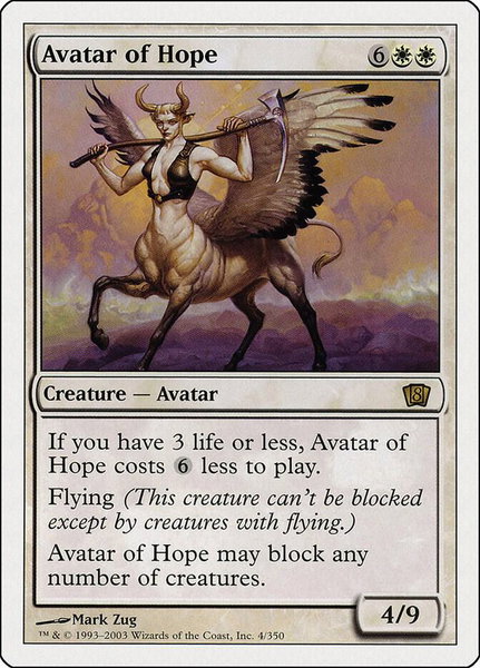Avatar of Hope trading card from 8th Edition Avatar of Hope - 8th Edition Magic: The Gathering trading card