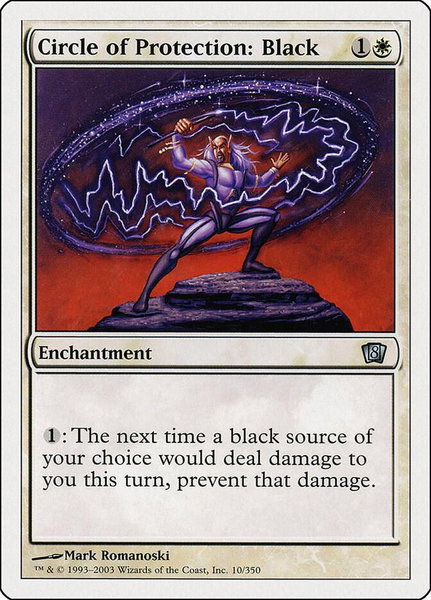 Circle of Protection: Black trading card from 8th Edition Circle of Protection: Black - 8th Edition Magic: The Gathering trading card