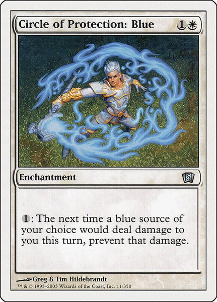 Circle of Protection: Blue trading card from 8th Edition Circle of Protection: Blue - 8th Edition Magic: The Gathering trading card