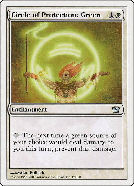 Circle of Protection: Green trading card from 8th Edition Circle of Protection: Green - 8th Edition Magic: The Gathering trading card