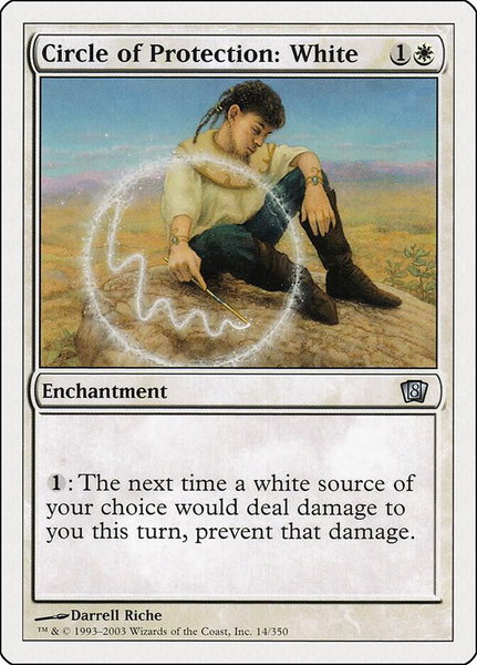 Circle of Protection: White trading card from 8th Edition Circle of Protection: White - 8th Edition Magic: The Gathering trading card