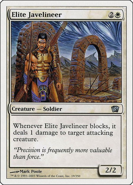 Elite Javelineer trading card from 8th Edition Elite Javelineer - 8th Edition Magic: The Gathering trading card